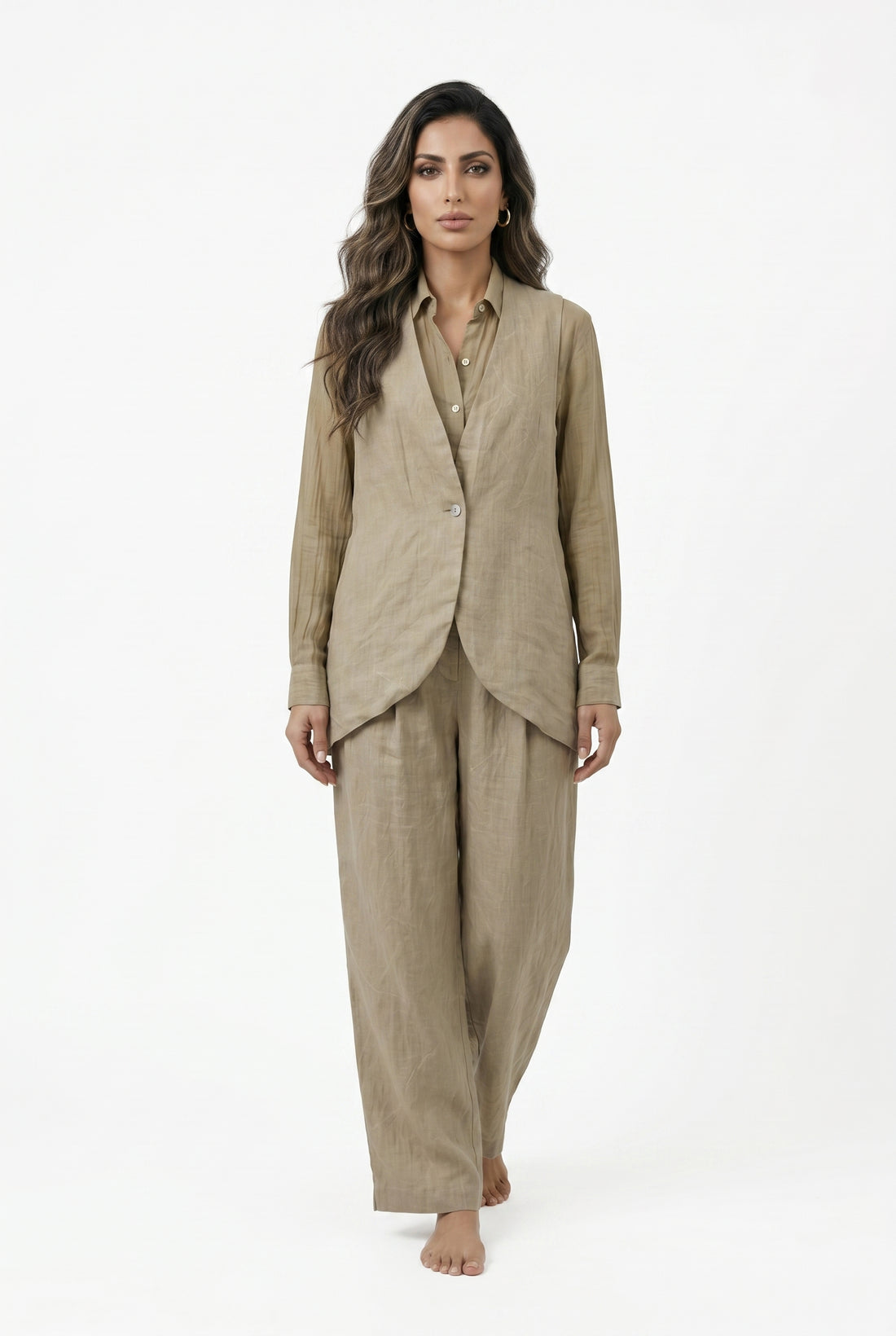 26S-5089/8090 Waistcoat Jacket and Pants - Brown Loft