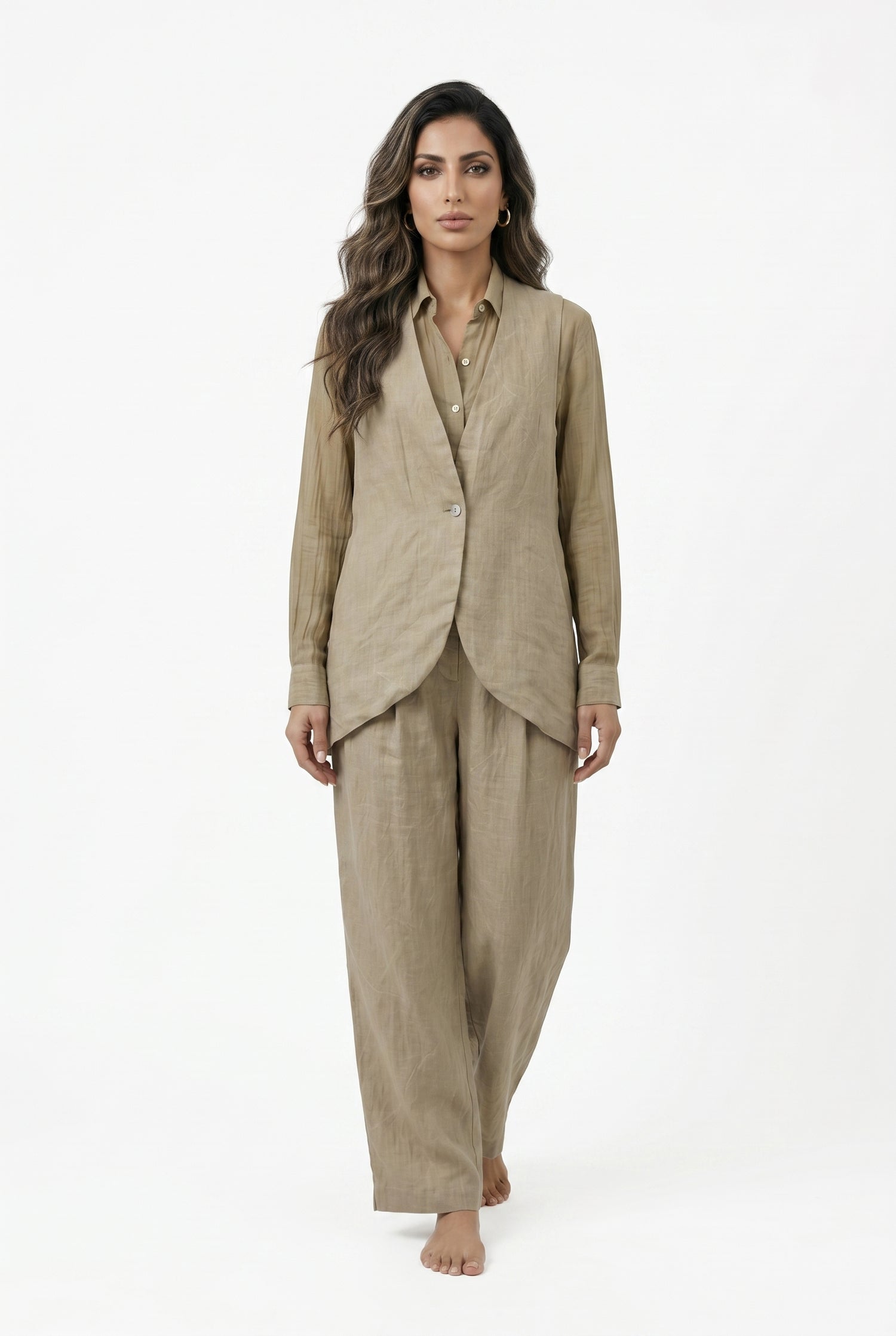 26S-5089/8090 Waistcoat Jacket and Pants - Brown Loft