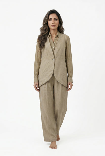 26S-5089/8090 Waistcoat Jacket and Pants - Brown Loft