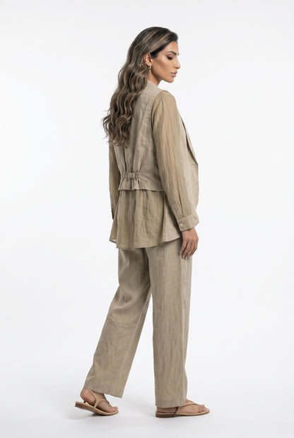26S-5089/8090 Waistcoat Jacket and Pants - Brown Loft
