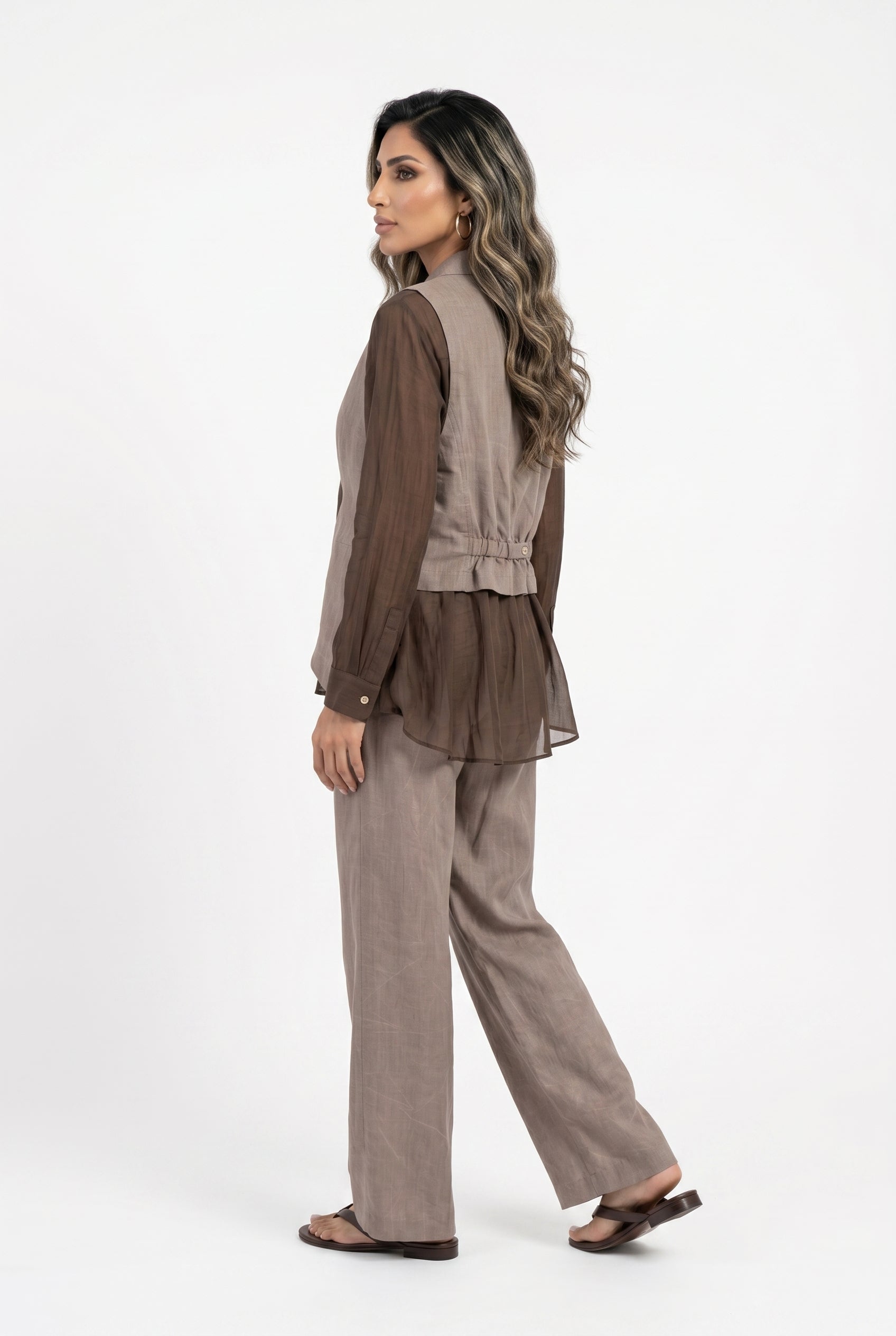 26S-5089/8090 Waistcoat Jacket and Pants - Brown Loft