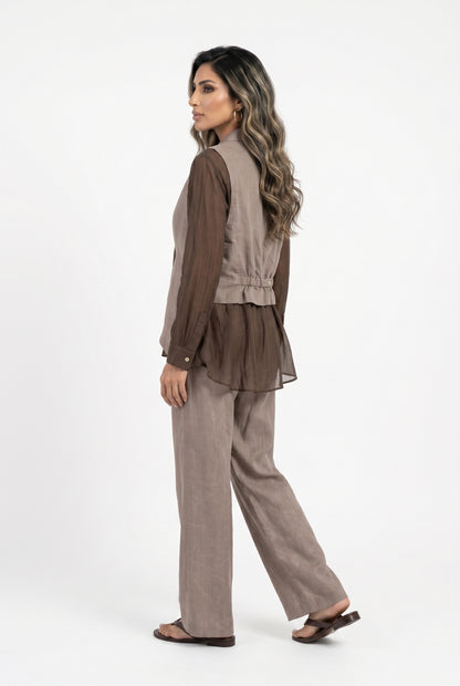 26S-5089/8090 Waistcoat Jacket and Pants - Brown Loft