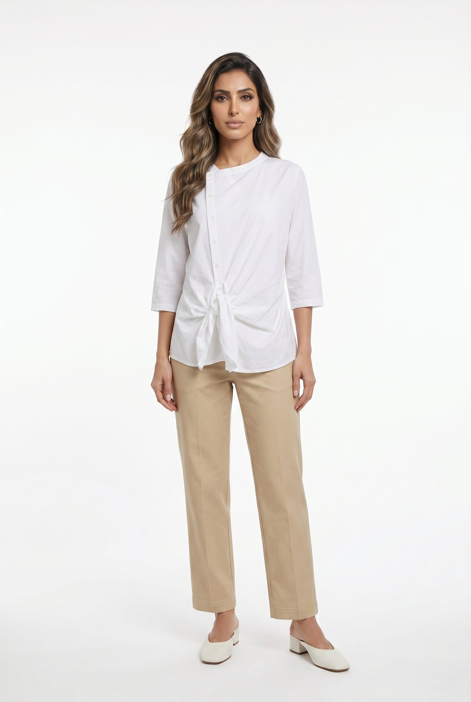 26S-1029 Asymmetric Buttoned Top - Brown Loft
