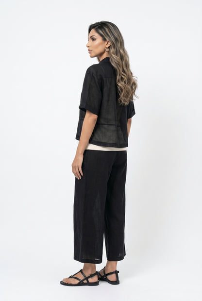 26S-1006/8010 Two Tone Linen Shirt and Pants - Brown Loft