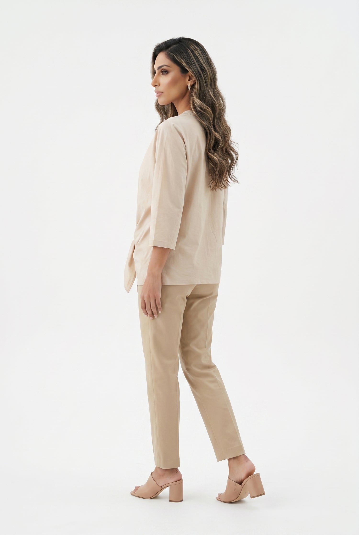 26S-1029 Asymmetric Buttoned Top - Brown Loft