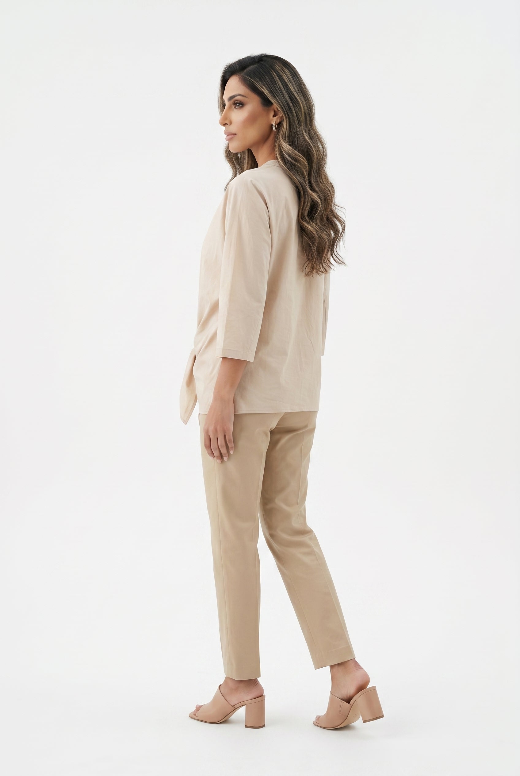 26S-1029 Asymmetric Buttoned Top - Brown Loft