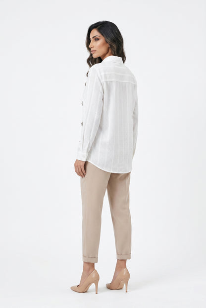 Striped Beaded Long Back Shirt Eliane