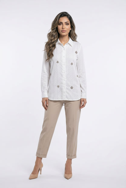 Striped Beaded Long Back Shirt Eliane