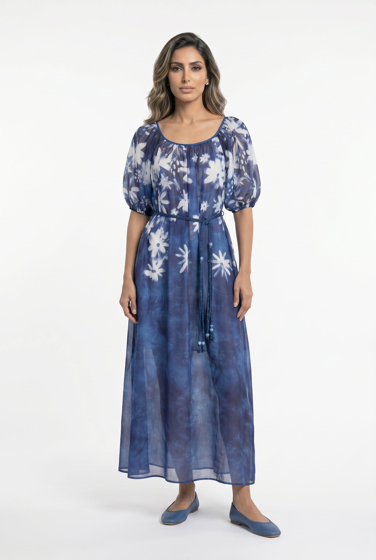 Joyce Floral Print Maxi Kaftan Dress - Brown Loft