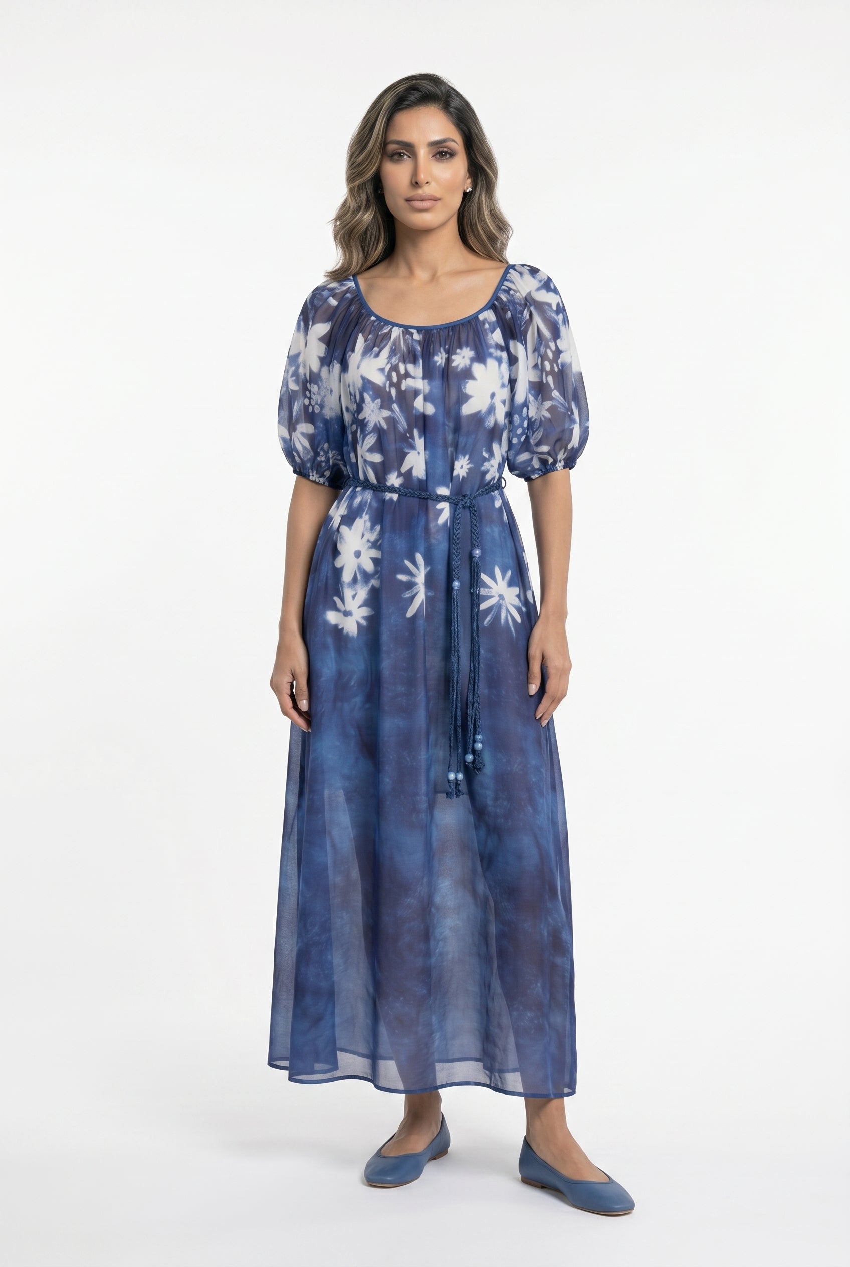 Joyce Floral Print Maxi Kaftan Dress - Brown Loft