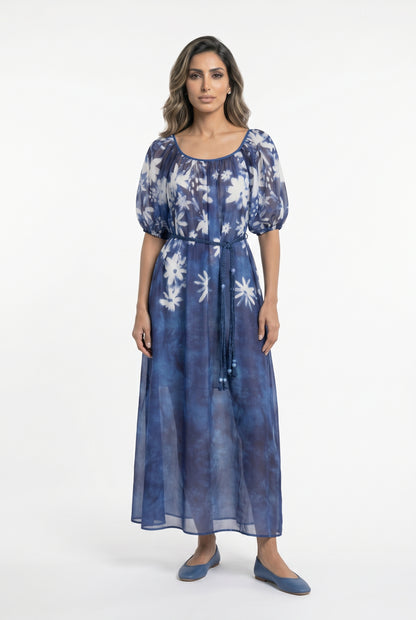 Joyce Floral Print Maxi Kaftan Dress - Brown Loft