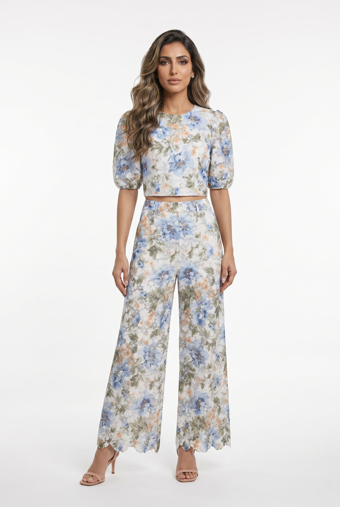 Valentine/Solene Floral Eyelet Lace Top and Pants - Brown Loft