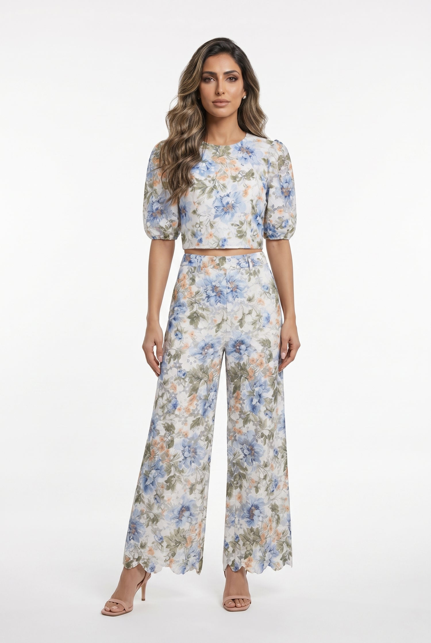 Valentine/Solene Floral Eyelet Lace Top and Pants - Brown Loft