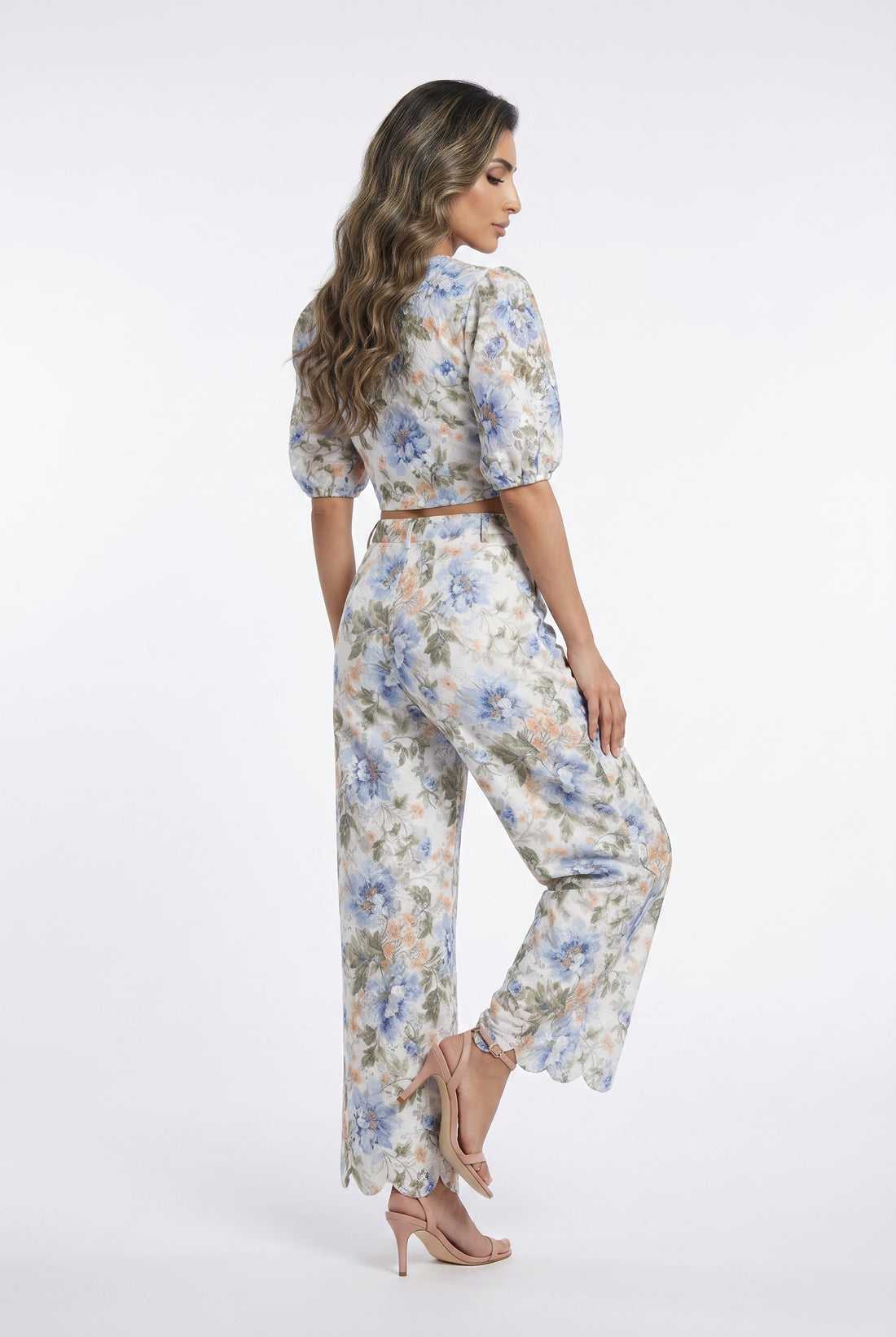 Valentine/Solene Floral Eyelet Lace Top and Pants - Brown Loft