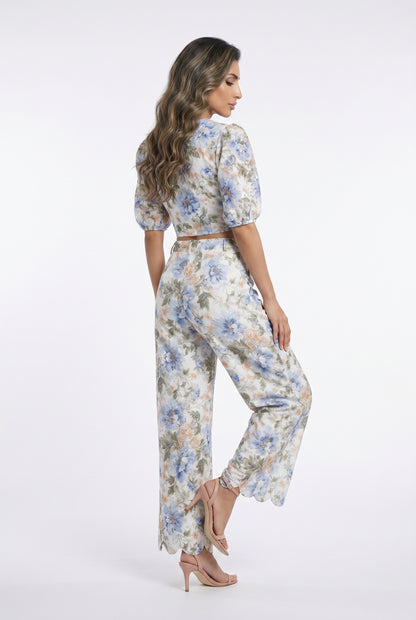 Valentine/Solene Floral Eyelet Lace Top and Pants - Brown Loft