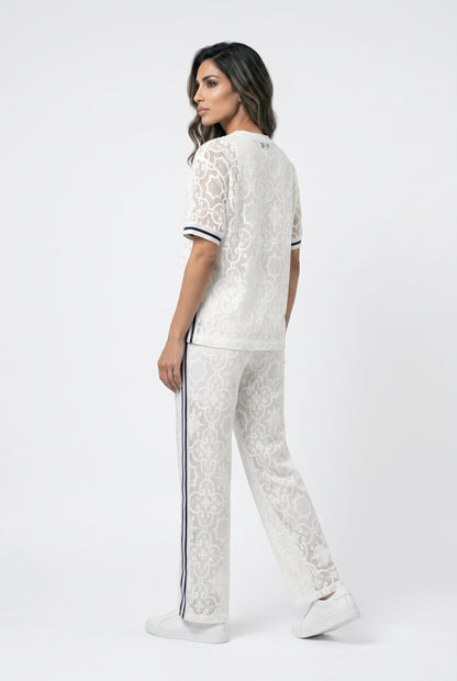 BCR02821/820 Floral Mesh Lace Top and Pants - Brown Loft