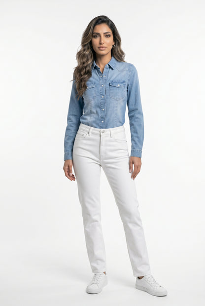Classic Light Wash Denim Shirt SD9186