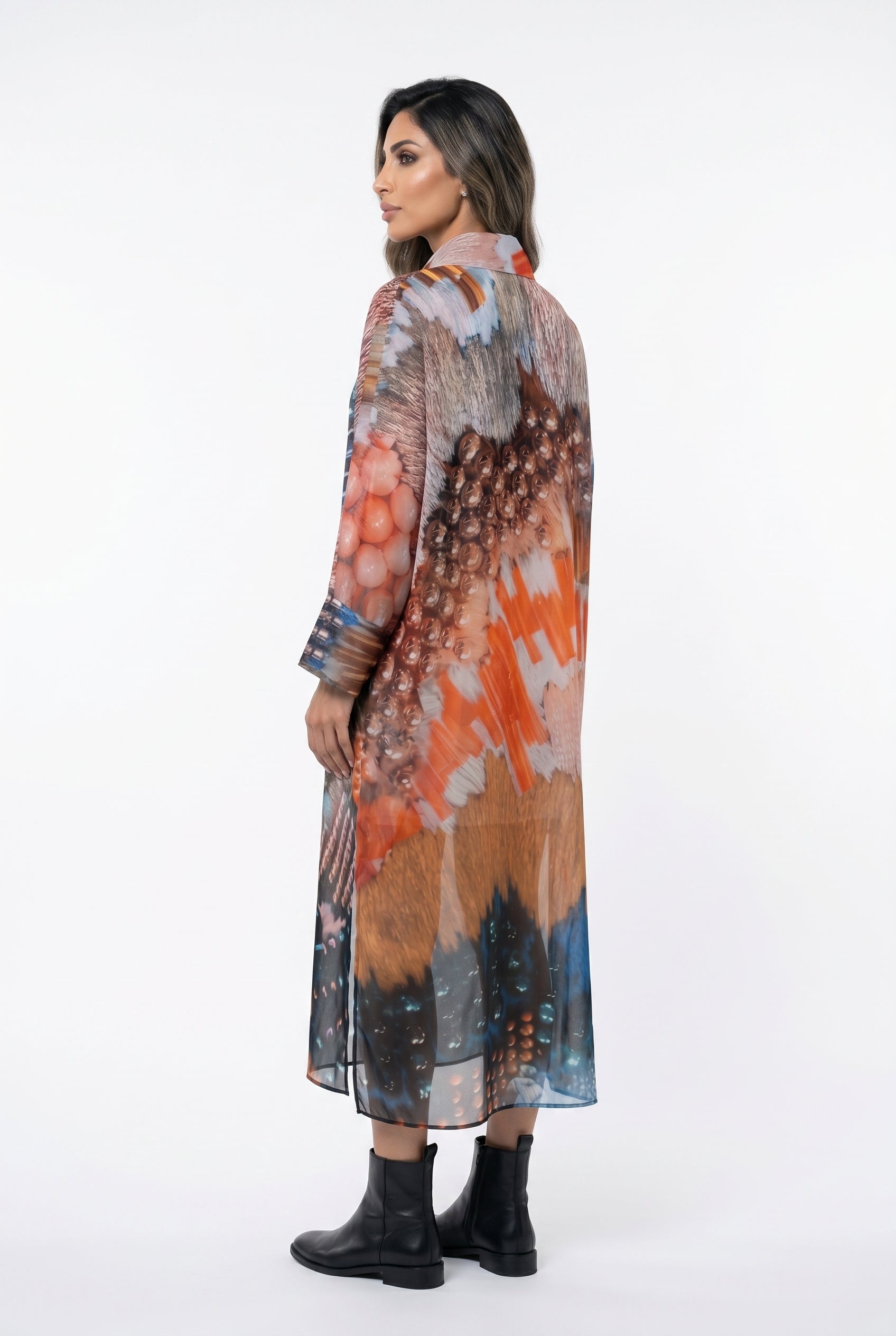 Abstract Print Oversized Shirt Dress 26SS-BC5109 - Brown Loft