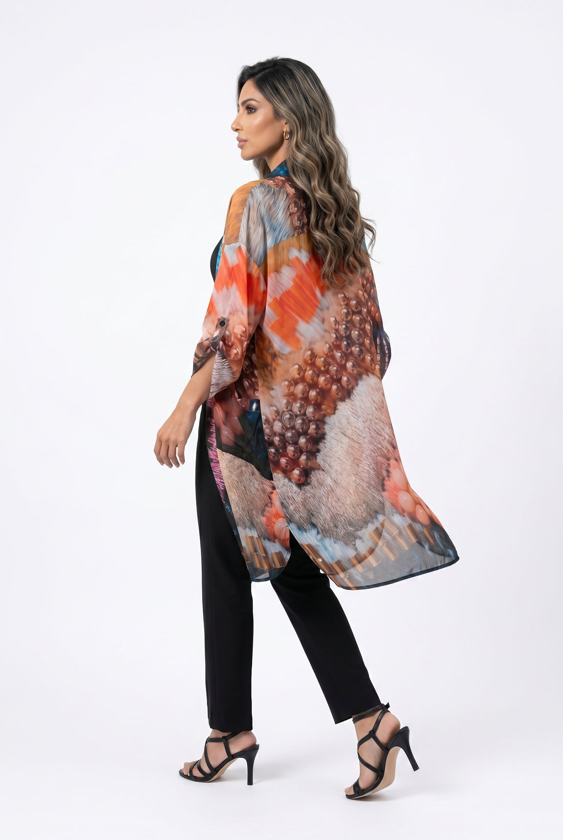 Abstract Print Oversized Kimono 26SS-BC5111 - Brown Loft