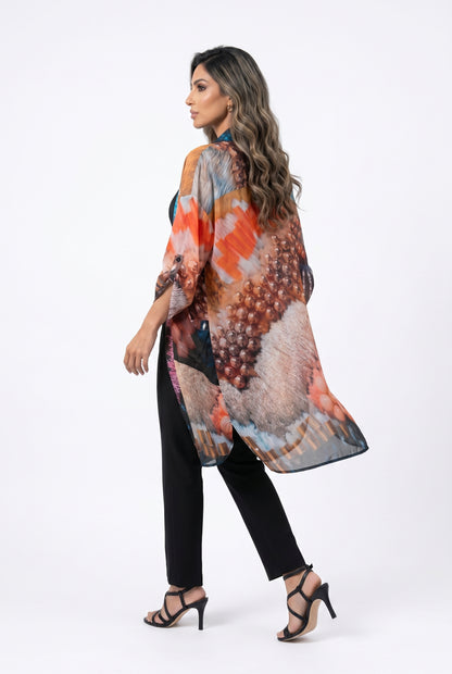 Abstract Print Oversized Kimono 26SS-BC5111 - Brown Loft