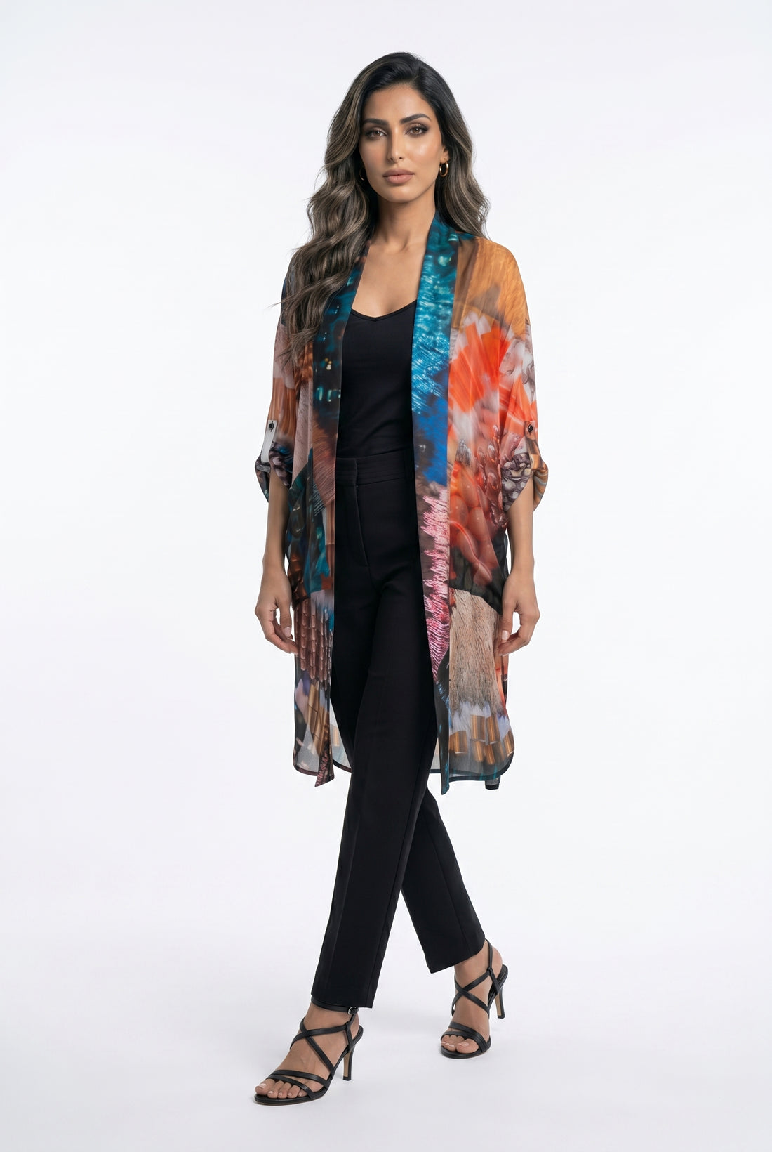 Abstract Print Oversized Kimono 26SS-BC5111 - Brown Loft