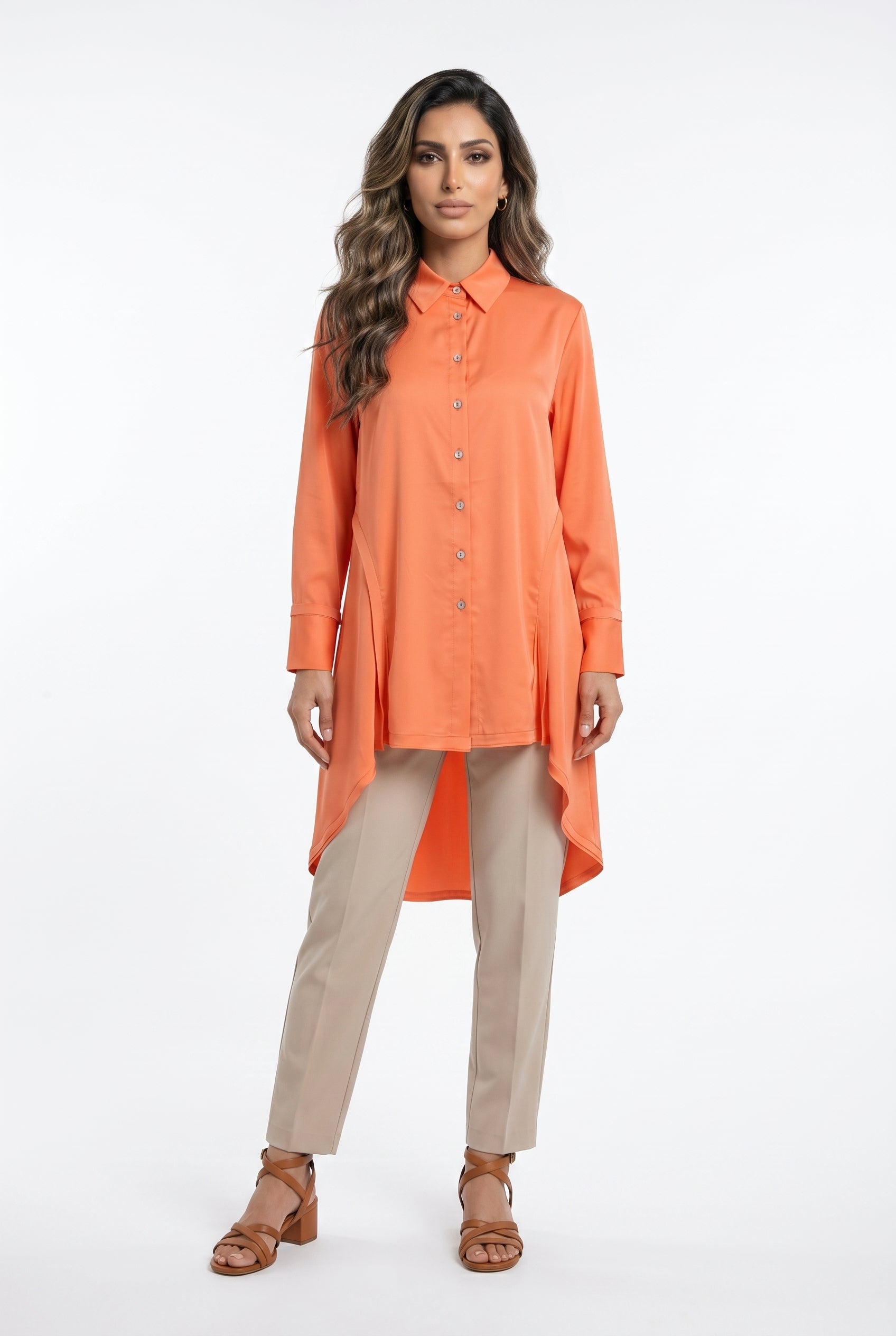 Oversized High Low Shirt 26SS-BZ321 - Brown Loft