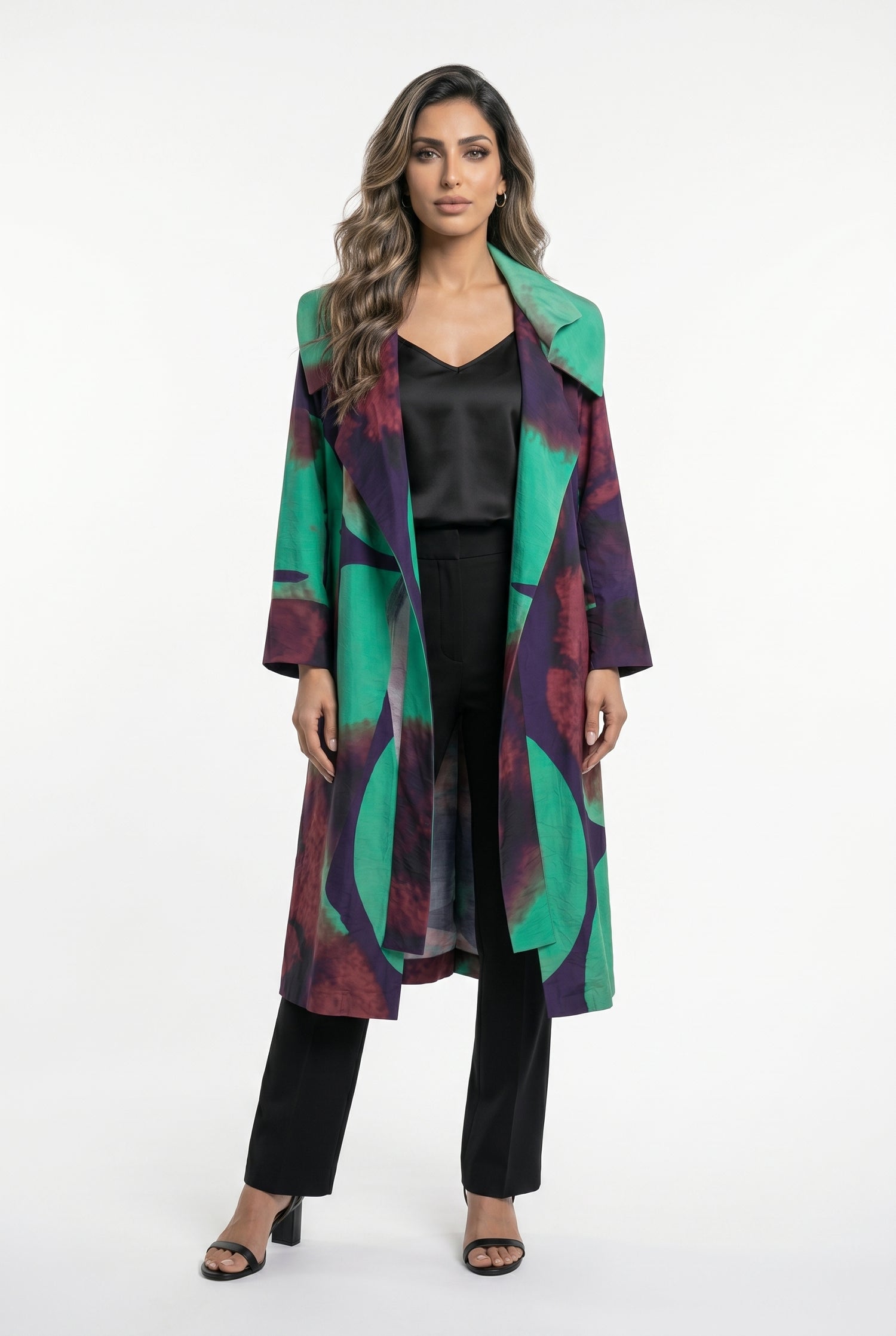 26SS-BZ1116 Ombre Print Statement Coat - Brown Loft