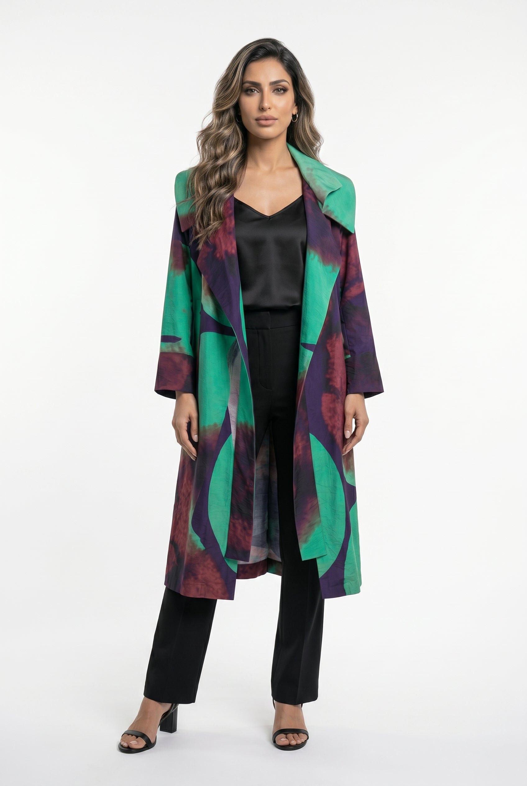 26SS-BZ1116 Ombre Print Statement Coat - Brown Loft