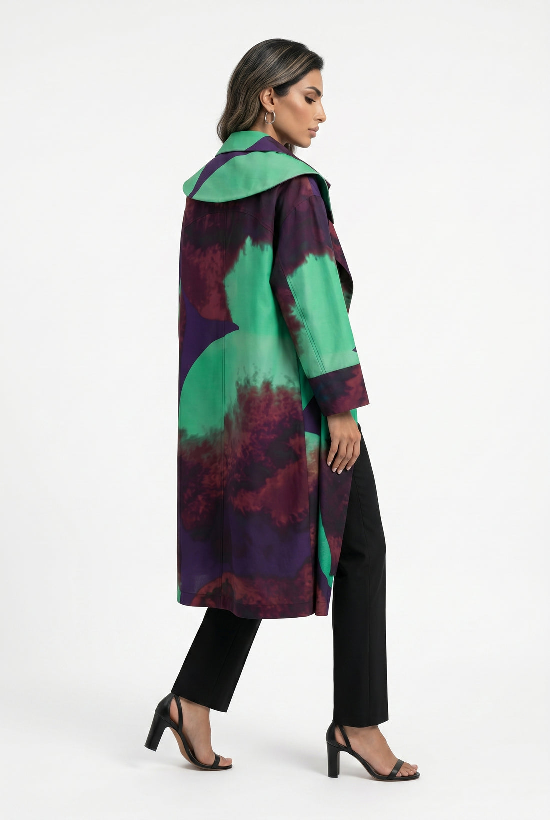 26SS-BZ1116 Ombre Print Statement Coat - Brown Loft
