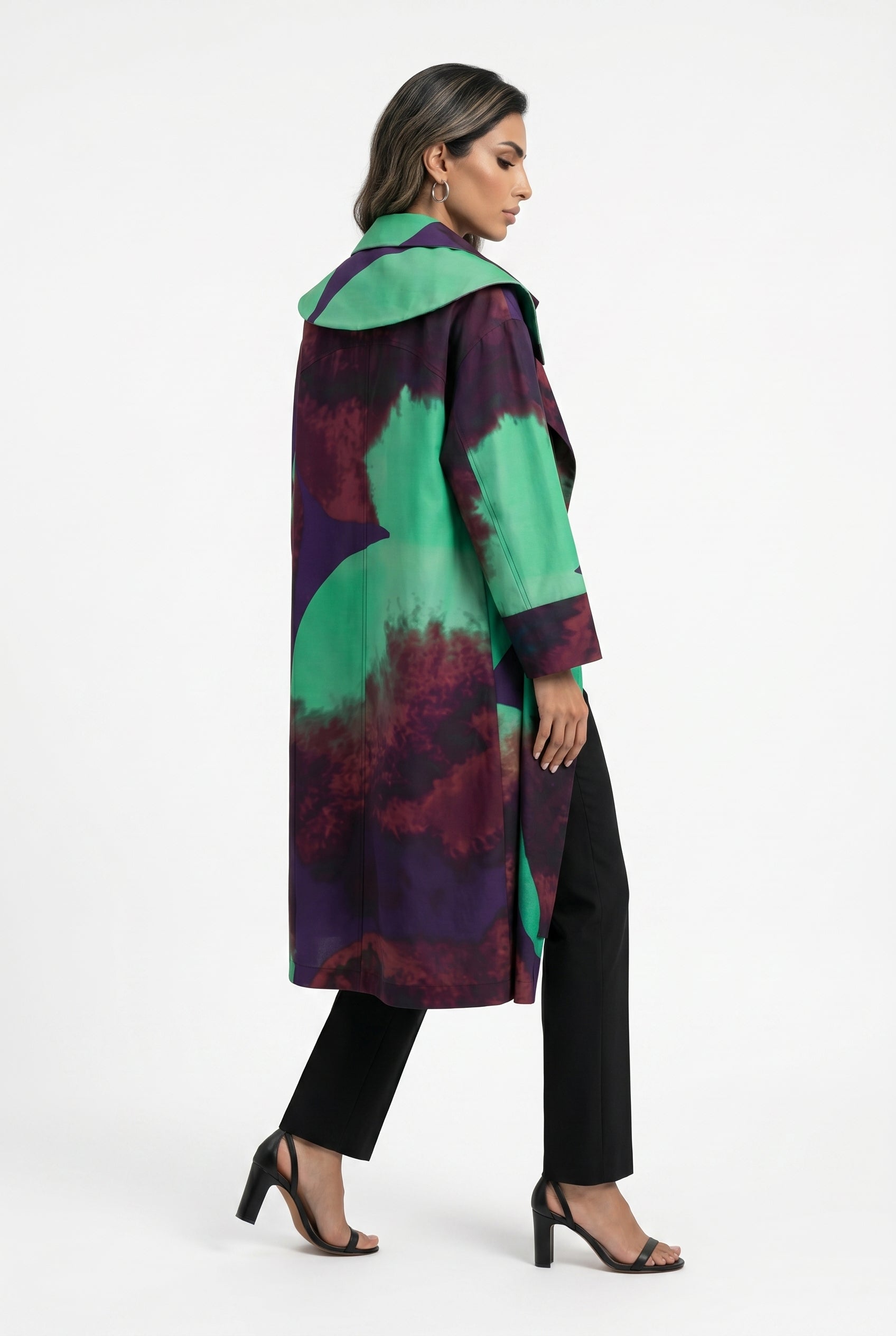 26SS-BZ1116 Ombre Print Statement Coat - Brown Loft
