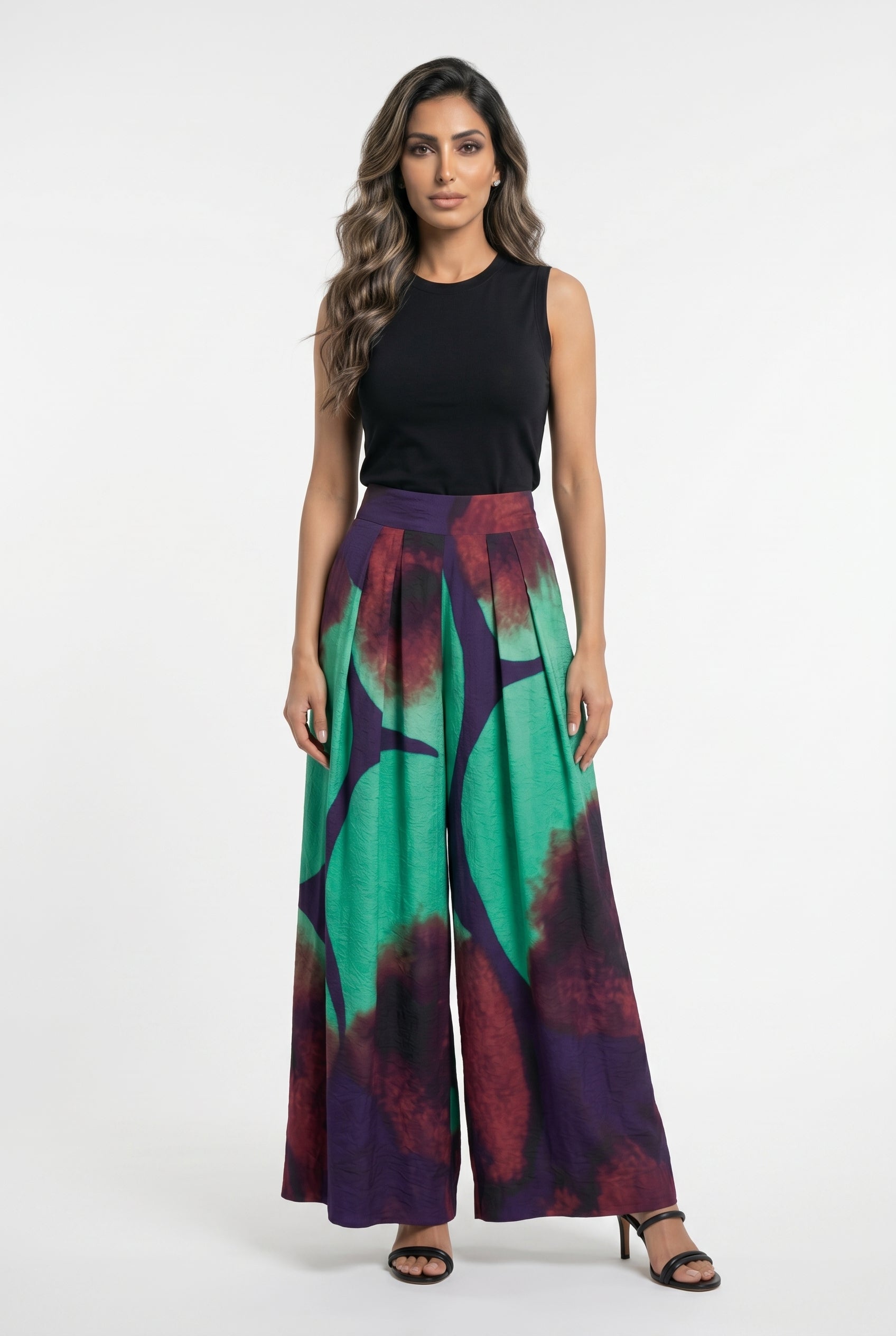 26SS-BZ3129 High Waisted Wide Leg Pants - Brown Loft