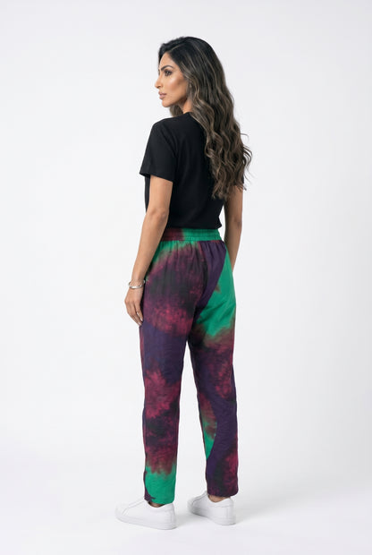 26SS-BZ3176 Abstract Multicolor Relaxed Pants - Brown Loft