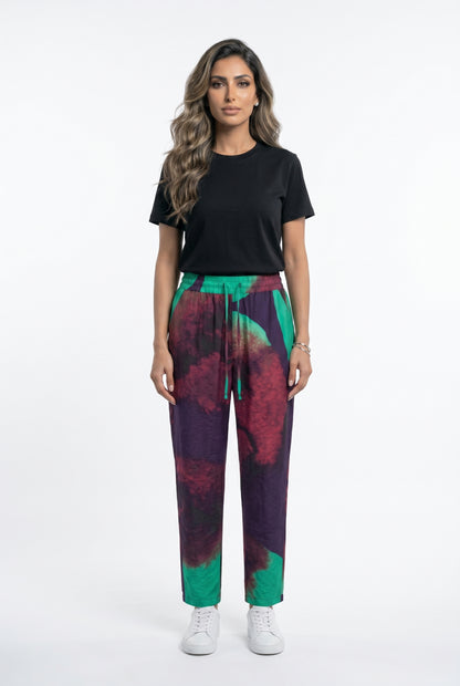 26SS-BZ3176 Abstract Multicolor Relaxed Pants - Brown Loft