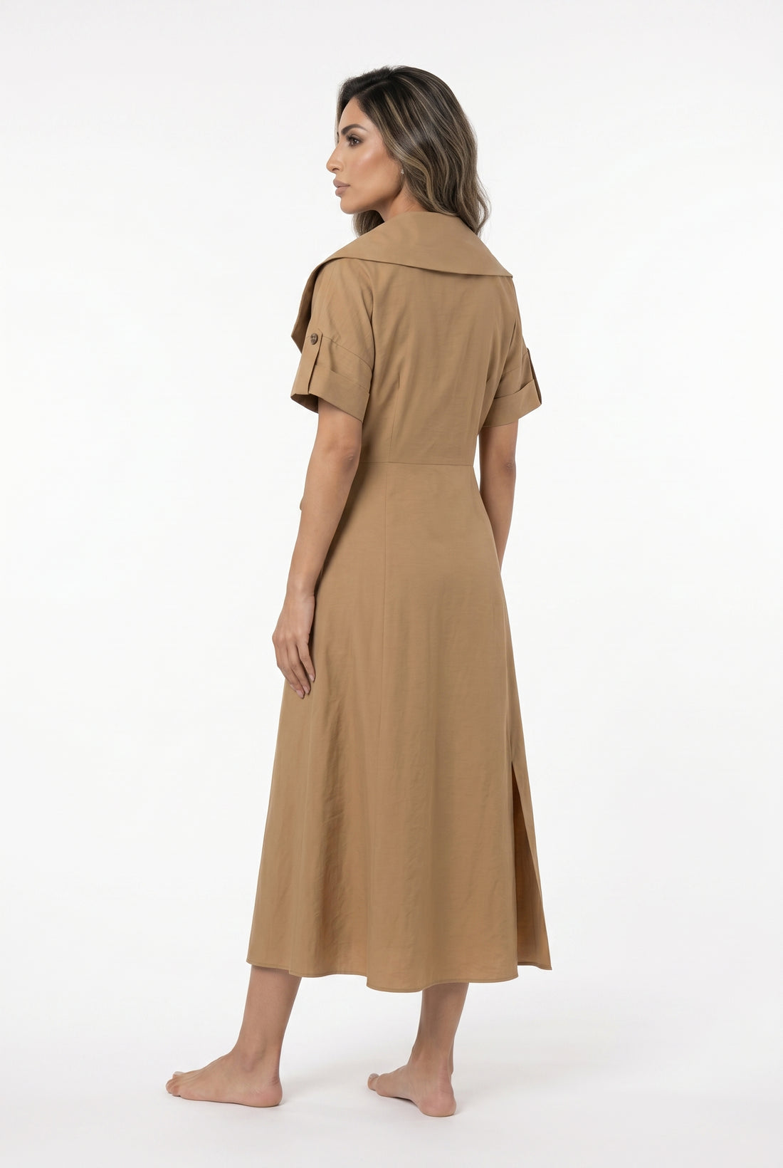 Trench Style Wrap Midi Dress 26SS-BZ2144 - Brown Loft