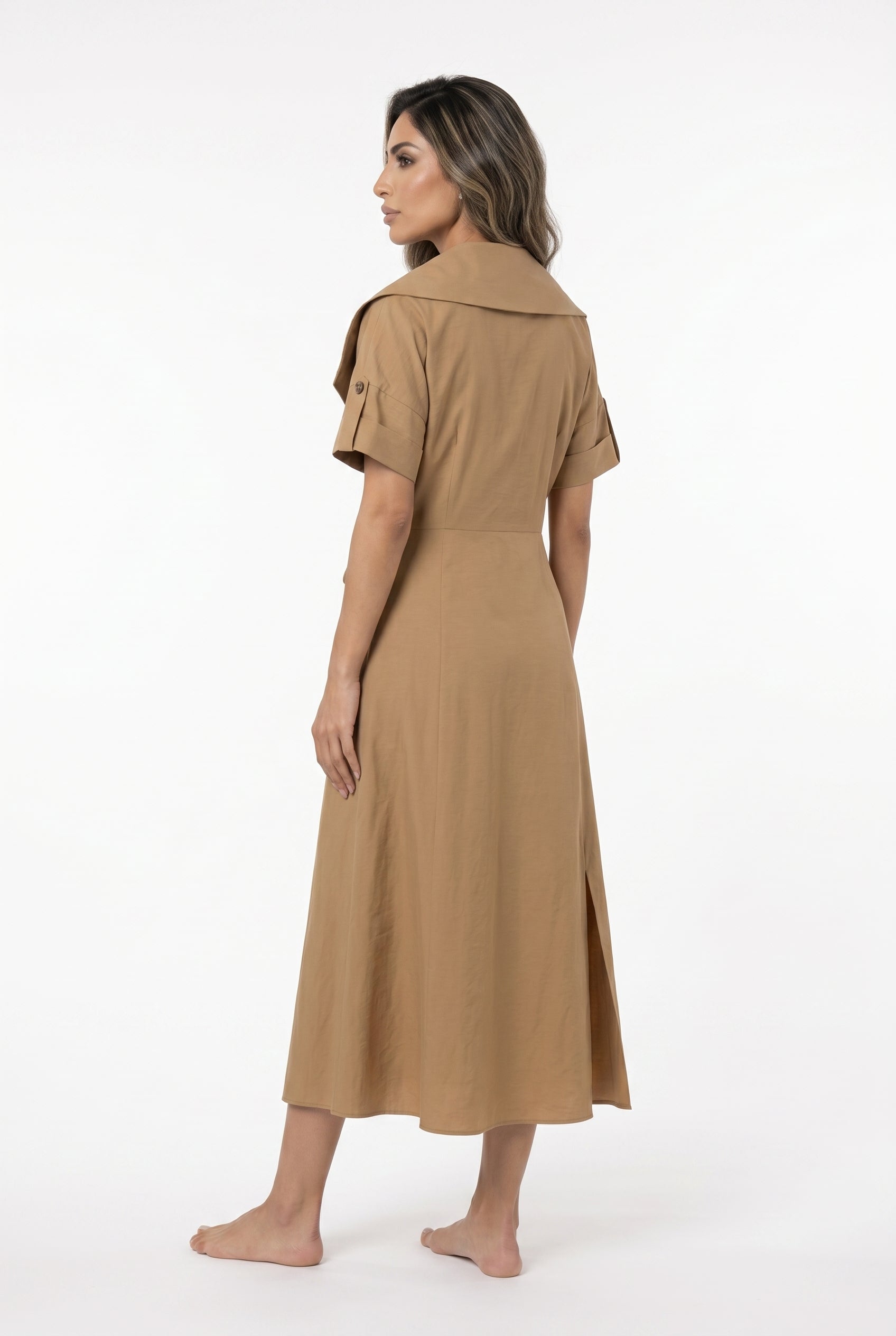 Trench Style Wrap Midi Dress 26SS-BZ2144 - Brown Loft