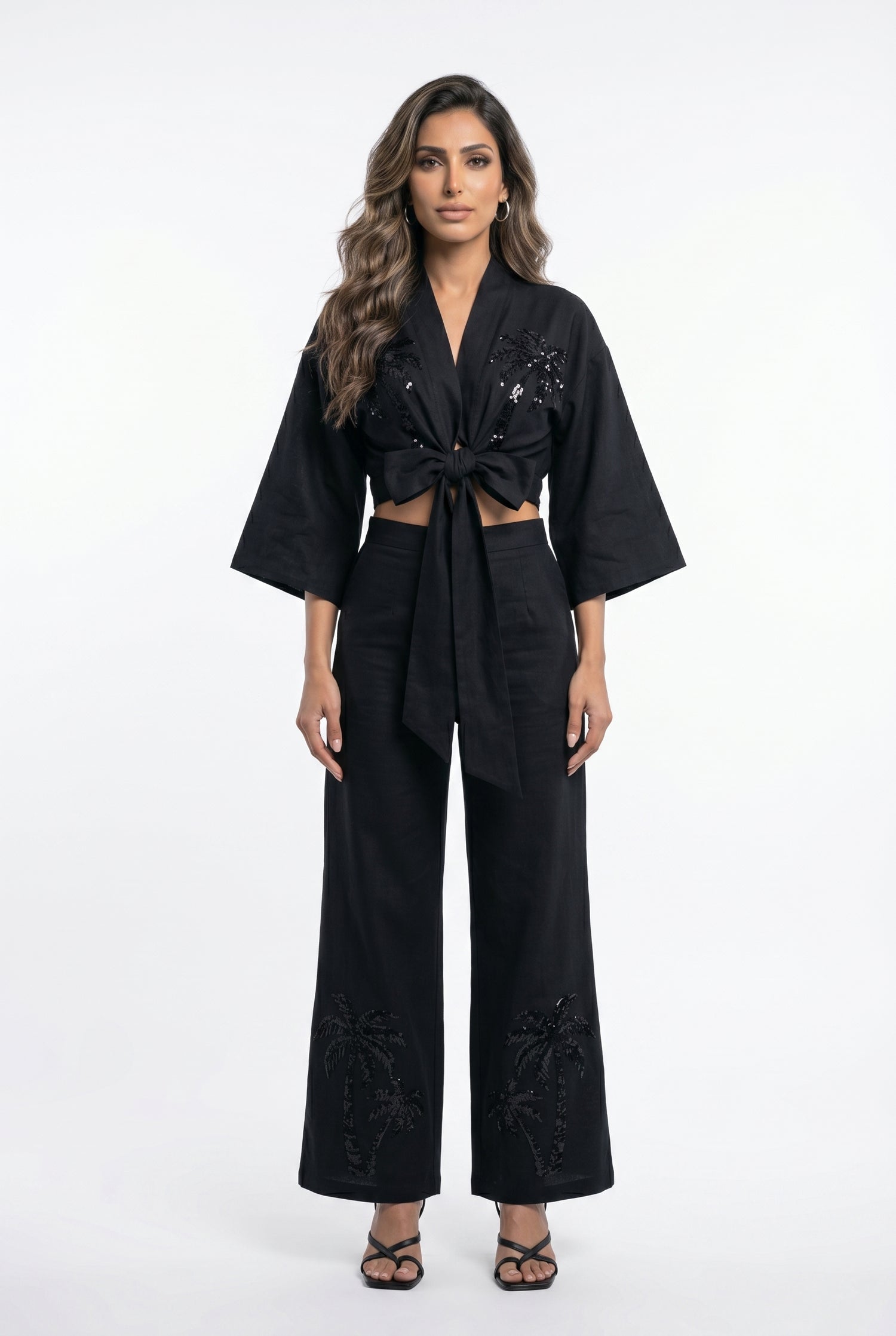 Embroidered Beads Detailed Top and Pants LS2615009/4005