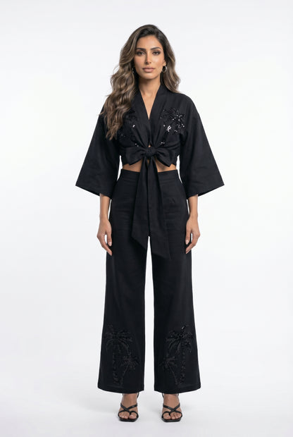 Embroidered Beads Detailed Top and Pants LS2615009/4005