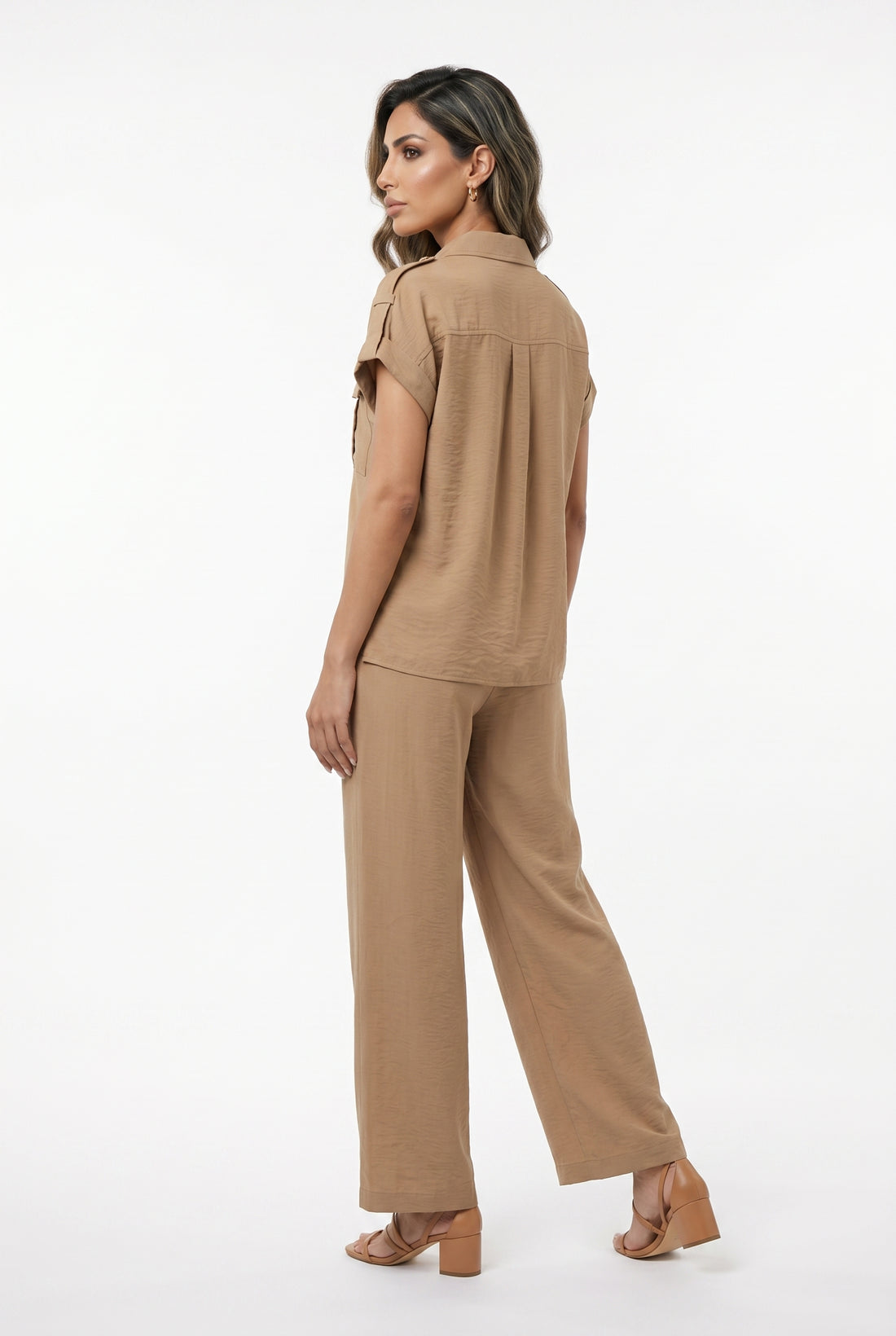 Sleeveless Shirt and Culottes Pants Set MS2615036/4008