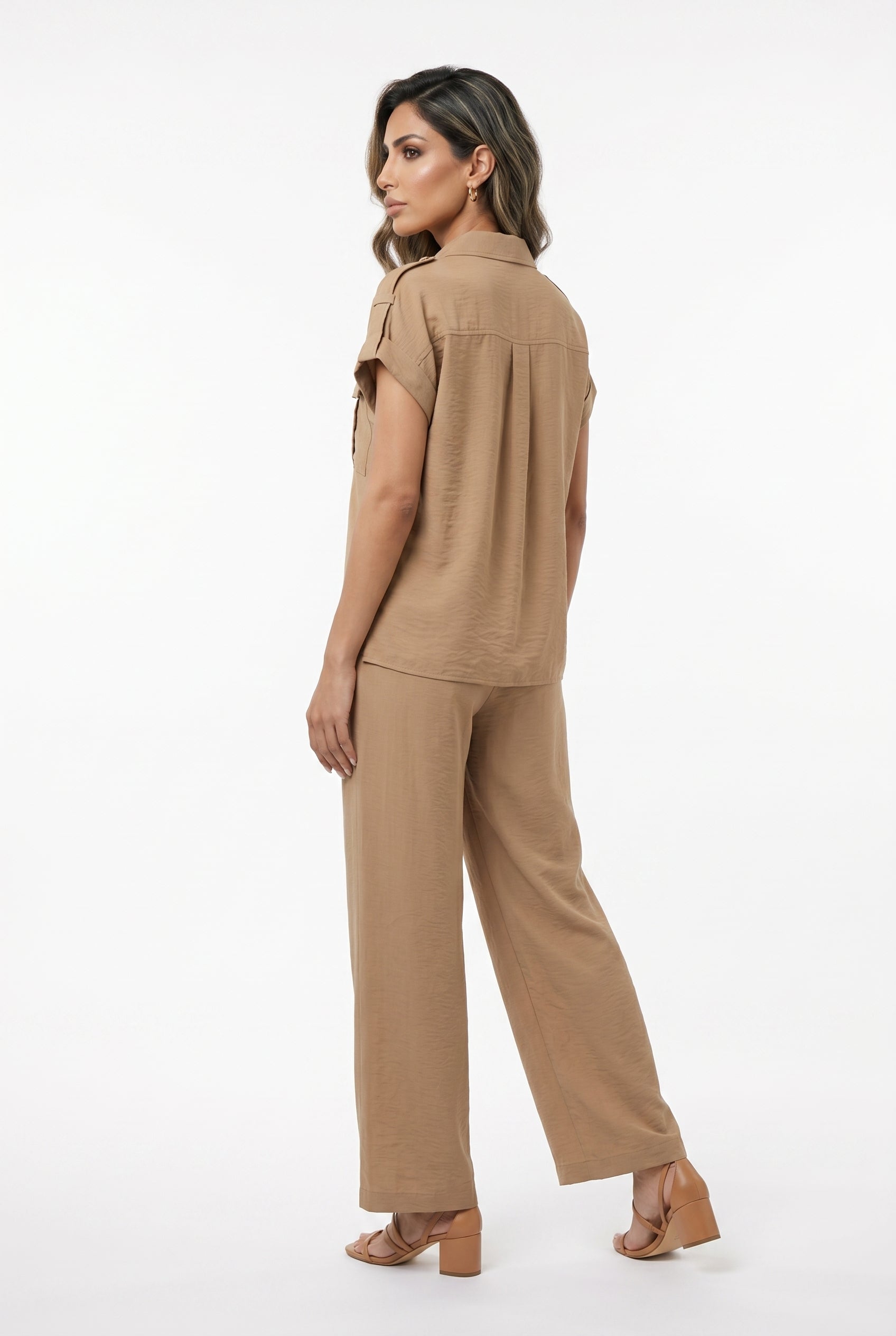 Sleeveless Shirt and Culottes Pants Set MS2615036/4008