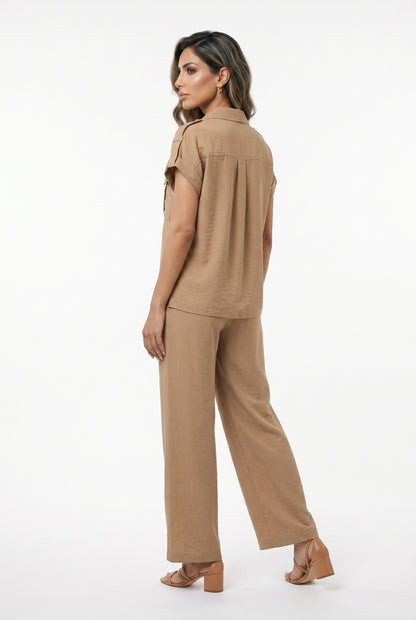 Sleeveless Shirt and Culottes Pants Set MS2615036/4008