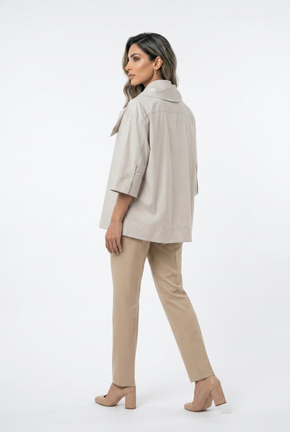 26SS-BZ364 Collared Poplin Shirt - Brown Loft
