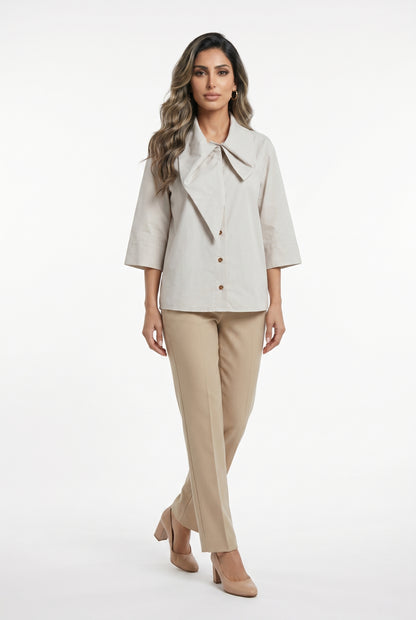 26SS-BZ364 Collared Poplin Shirt - Brown Loft