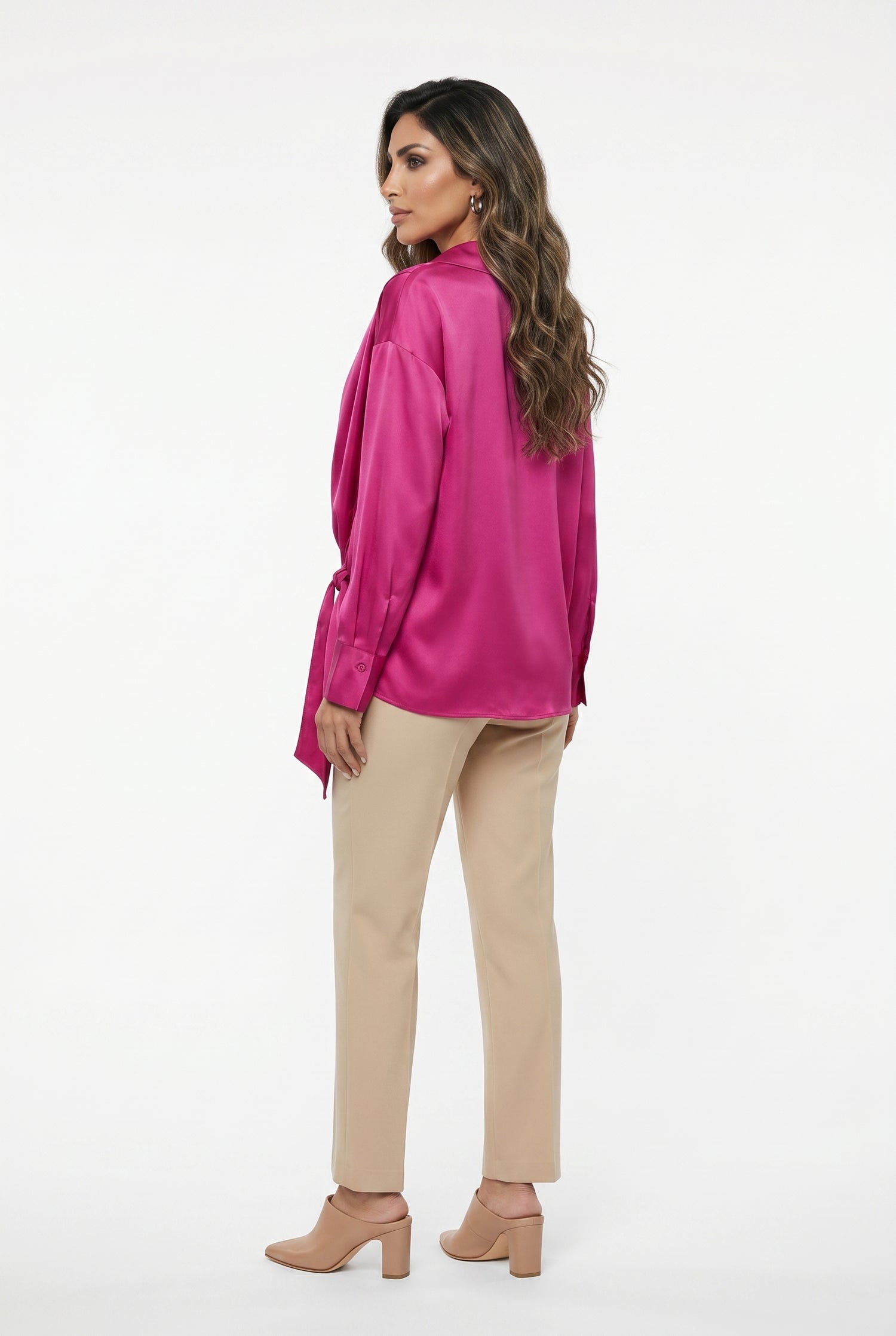 26SS-BZ351 Drape Neck Collared Top - Brown Loft