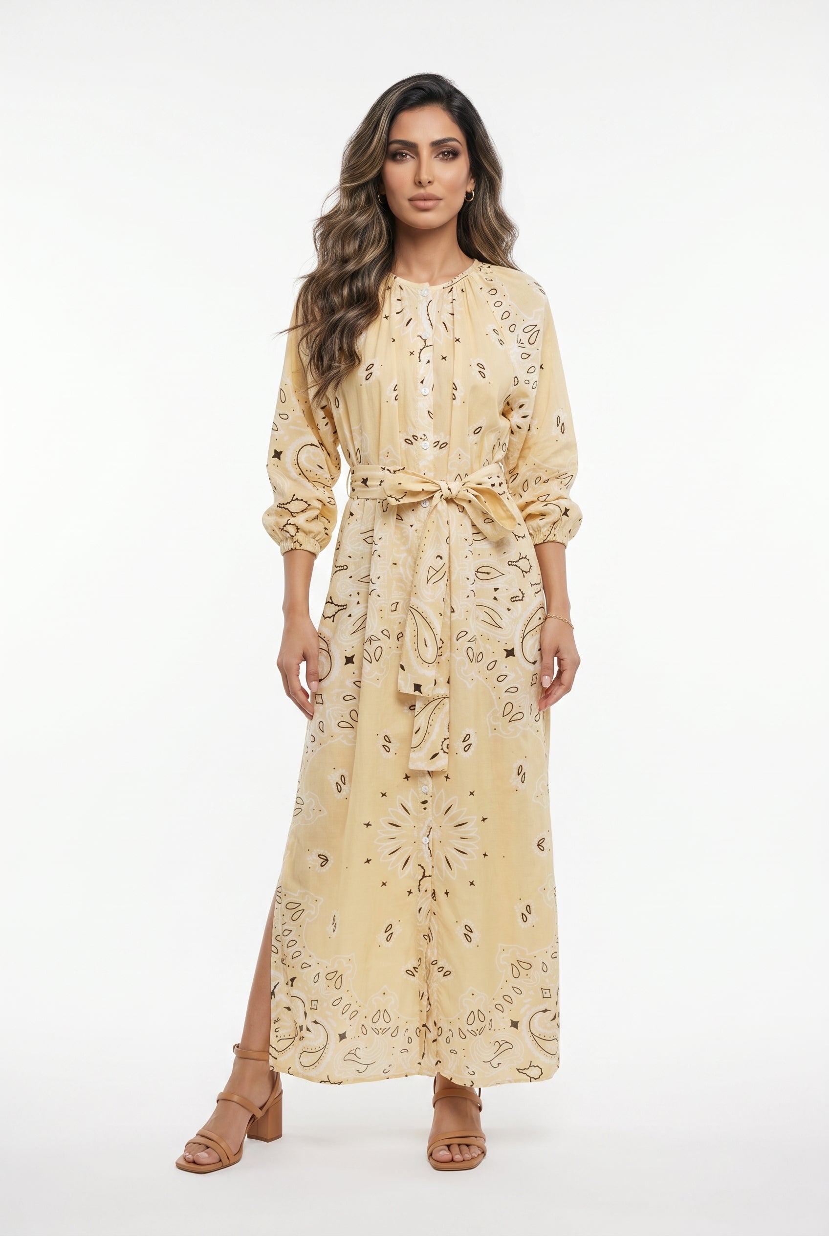 Bandana Paisley Print Long Dress - Brown Loft