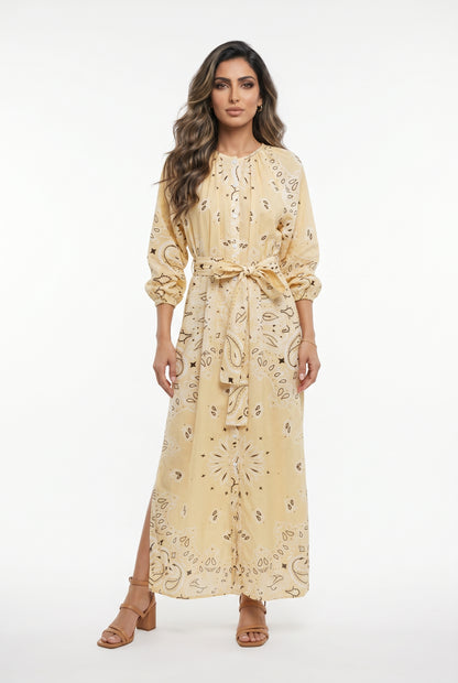 Bandana Paisley Print Long Dress - Brown Loft