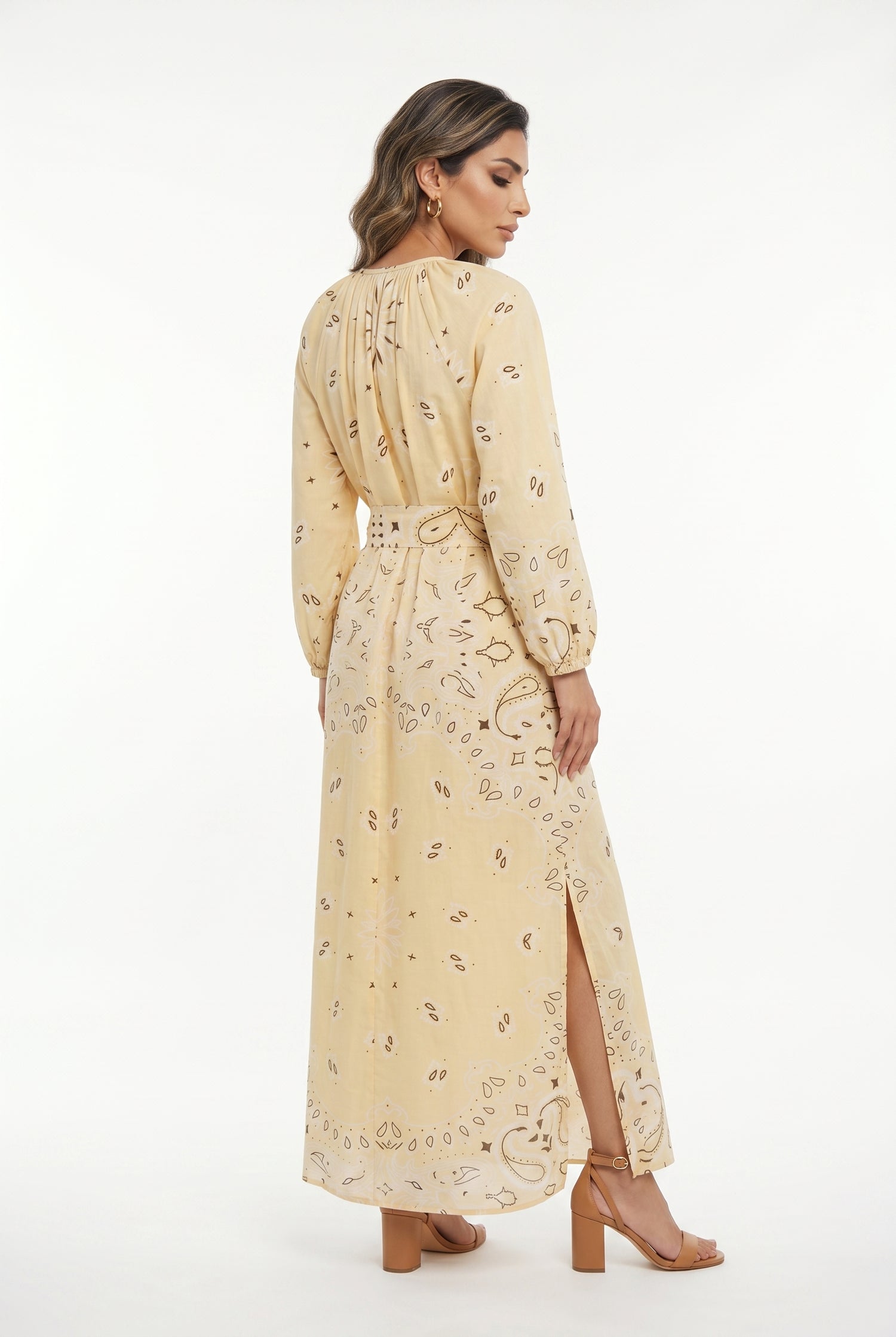 Bandana Paisley Print Long Dress - Brown Loft