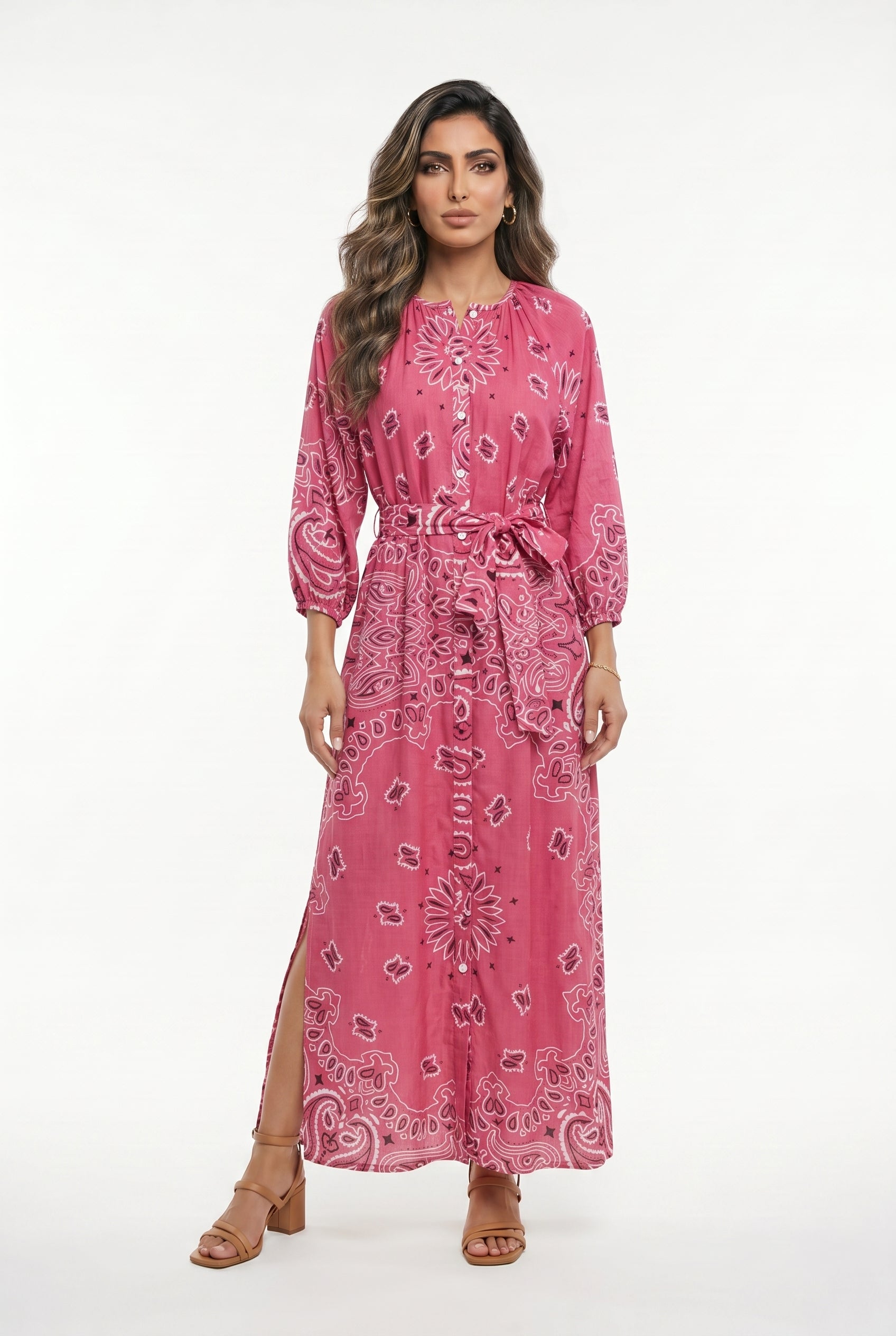 Bandana Paisley Print Long Dress - Brown Loft