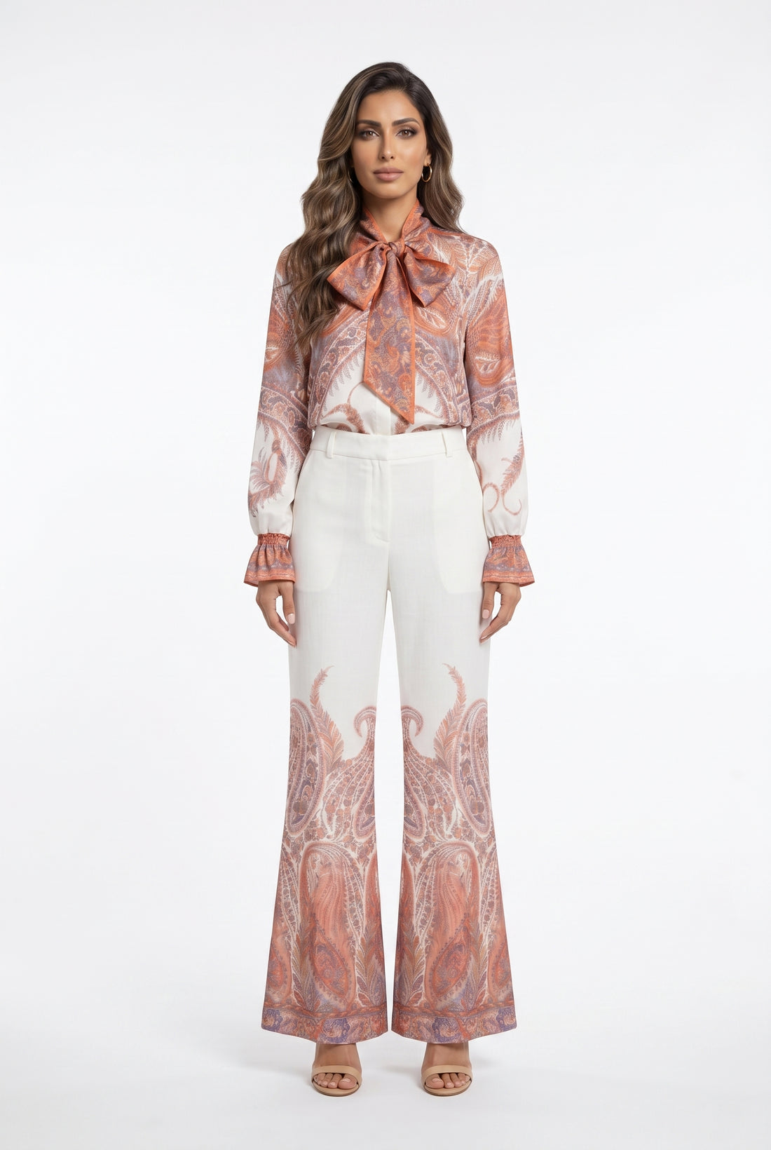 Meline/Mawa Paisley Print Oversized Top and Pants - Brown Loft