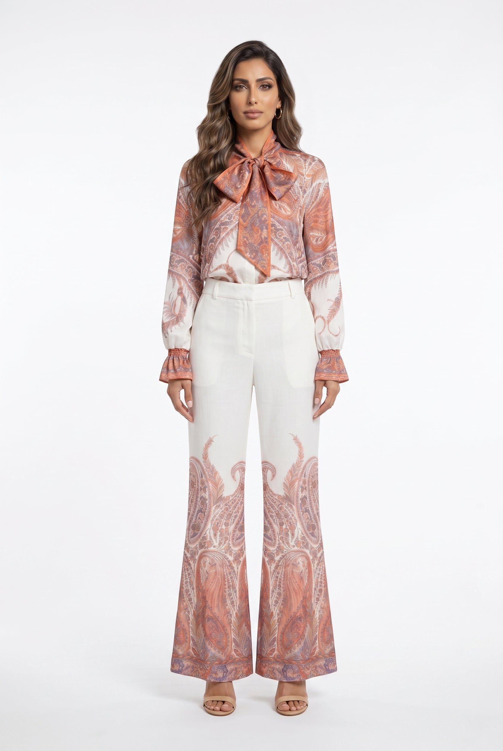 Meline/Mawa Paisley Print Oversized Top and Pants - Brown Loft