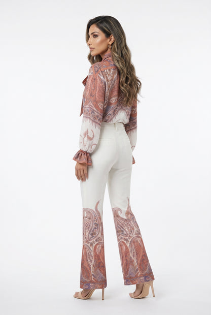 Meline/Mawa Paisley Print Oversized Top and Pants - Brown Loft